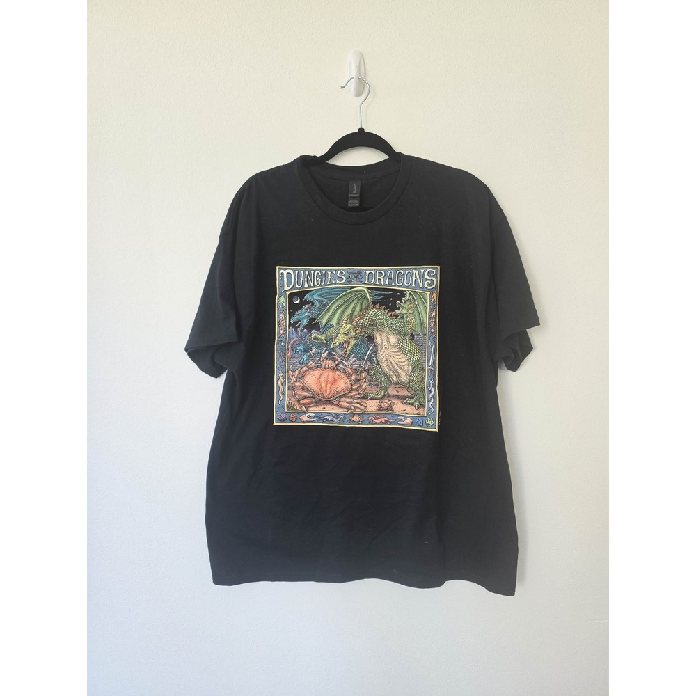 Ray Troll Dungies and Dragons T-Shirt Black XL Dungeness Crab Fantasy Art Tee